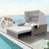Merax Polyrattan Gartenmöbel Set mit Sonnendach und Produktbild-Vorschau 1