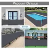 Collage of images showing a dark gray privacy screen used on a balcony, around a swimming pool, and on a deck, with two dogs peeking over it. Produktbild-Vorschau