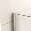 A close-up view of a shower screen's corner, showing the metal frame and a green line representing the edge of the glass. Produktbild-Vorschau