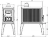 Technical drawing of a fireplace with dimensions. Podgląd zdjęcia produktu