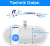 A diagram showing the dimensions of a bathtub seat and its placement within a bathtub. Produktbild-Vorschau