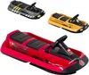 A collage of three different colored sleds with steering wheels. Náhled obrázku produktu