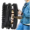 EDIBAZZAR | Set aus Herren-Lederarmbändern mit Perlen und Produktbild-Vorschau 2