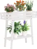 A white wooden plant stand with several potted plants on its two shelves. Produktbild-Vorschau