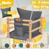 A diagram showing a baby swing with dimensions and age/weight recommendations. Produktbild-Vorschau