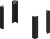 Four black table legs are arranged in a scattered formation against a white background. Produktbild-Vorschau