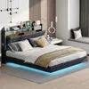 Łóżko tapicerowane Merax 160x200 cm z podświetleniem LED i Podgląd zdjęcia produktu 3