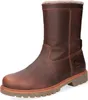 A single brown leather boot with fur lining is shown against a white background. Produktbild-Vorschau