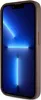 A close-up side view of a smartphone in a brown case, displaying a blue abstract wallpaper. Podgląd zdjęcia produktu