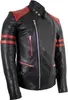 Retro Motorrad Lederjacke 80´s oldschool in schwarz / rot Produktbild-Vorschau 2