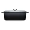 A studio shot of a dark gray enameled cast iron Dutch oven with a silver handle on a white background. Produktbild-Vorschau