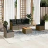 6-tlg. Garten-Sofagarnitur mit Kissen Grau Poly Rattan Produktbild-Vorschau 2
