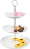 Plat gracieux gradué en porcelaine blanche pour gâteaux et Voir les images du produit 1