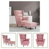 The Living Store Chaise à oreilles avec tabouret Velours Voir les images du produit 10