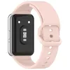 The back of a pink smartwatch band and silver casing is shown against a white background. Produktbild-Vorschau