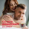 A couple embracing, with text and a product image overlay. Produktbild-Vorschau