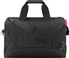 A black quilted duffel bag with handles and a shoulder strap. Voir les images du produit