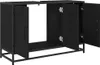 A black cabinet with open doors, showing the interior and metal legs. Náhled obrázku produktu