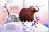 A whimsical winter scene with a mammoth, a dragon-like creature, and a bird-like creature on a snowy hill, with a decorated tree. Voir les images du produit