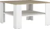 A square coffee table with a wood-effect top and white legs and shelf. Náhled obrázku produktu