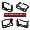 A collage of four images showing a camera cage rig from different angles, with a text overlay describing the product. Náhled obrázku produktu