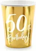 Pappbecher Happy Birthday #50 220ml/6Stk. Gold Produktbild-Vorschau 1