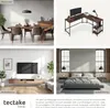 A collage of four images showing different room settings: a dining room, a desk setup, a living room, and a bedroom, all featuring tectake home products. Produktbild-Vorschau
