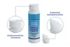 A product shot of a bottle of tile line whitener with callouts highlighting its features. Produktbild-Vorschau