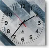 Wanduhr - Quadrat - Glasuhr - Blau Weiß Figuren - 40x40cm - Produktbild-Vorschau 1