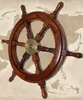 Maritimes Schiffssteuerrad aus Holz mit Messingnabe Produktbild-Vorschau 6
