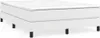 A white bed frame with a mattress on top, seen from a side-front angle. Voir les images du produit