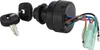 A product shot of a boat ignition switch with keys and wires. Voir les images du produit