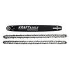 A chainsaw guide bar and two chains are displayed against a white background. Produktbild-Vorschau