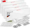 A set of white infrared heating panels with a red power switch, along with mounting hardware and cables. Produktbild-Vorschau