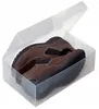 A pair of brown shoes inside a clear plastic shoe box with the lid open. Anteprima dell’immagine prodotto