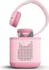 A pink Tonies Bluetooth headphone set with a matching speaker base. Produktbild-Vorschau