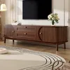 A TV stand with drawers and doors in a living room setting. Voir les images du produit
