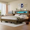 Merax Holzbett Bettgestell 180x200cm mit Stauraum Kopfteil, Produktbild-Vorschau 2