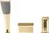 A gold-colored bathtub faucet set, including a hand shower, a spout, and a control knob, is displayed against a white background. Produktbild-Vorschau