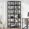 A corner bookshelf filled with books and decorative items in a home office setting. Produktbild-Vorschau