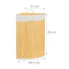 Relaxdays Eckwäschekorb Bambus, faltbare Wäschebox 60 l, Produktbild-Vorschau 4