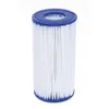 A white pleated pool filter with blue end caps, isolated on a white background. Náhled obrázku produktu