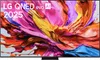 A television screen displaying a colorful abstract image, with text overlay indicating brand and model information. Produktbild-Vorschau