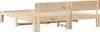 A wooden bed frame with a slatted base and a headboard, shown from a side-angle. Produktbild-Vorschau