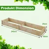 A wooden raised garden bed is shown with dimensions indicated by text and arrows. Podgląd zdjęcia produktu