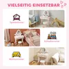 A collage of images showing a pink children's vanity set in different room settings. Produktbild-Vorschau