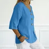 ASKSA Musselin Bluse Damen 3/4 aermel Sommerbluse Oversized Produktbild-Vorschau 3