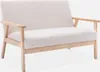 sweeek - 2 Sitzer Sitzbank mit Bouclé-Bezug und Holzfüßen Produktbild-Vorschau 1