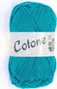 A ball of teal yarn with a label. Produktbild-Vorschau