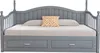 A gray daybed with two drawers underneath and a decorative pillow on top. Náhled obrázku produktu